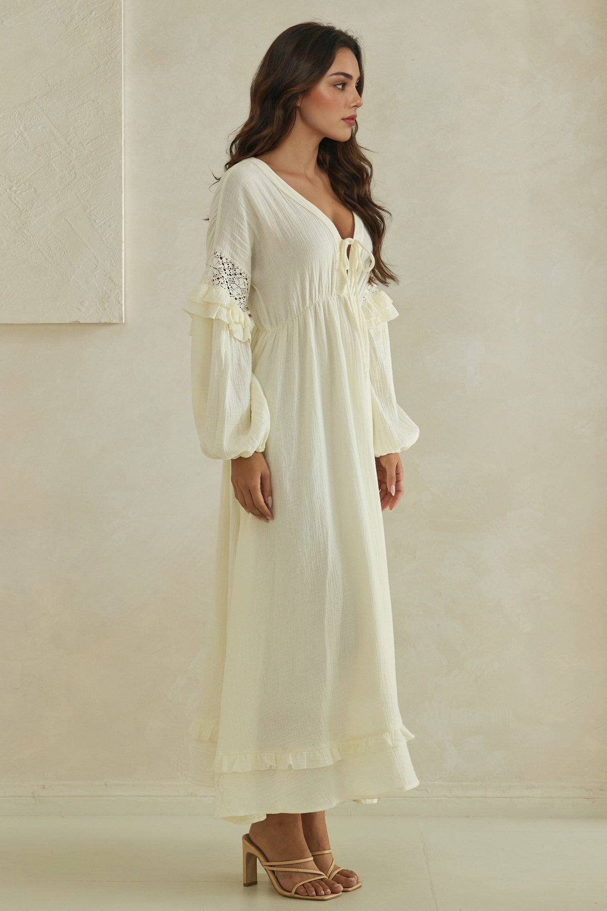The Odette Lace-Trim Cotton Maxi Dress