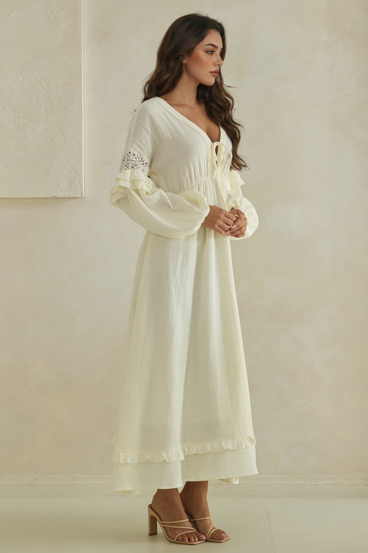 The Odette Lace-Trim Cotton Maxi Dress