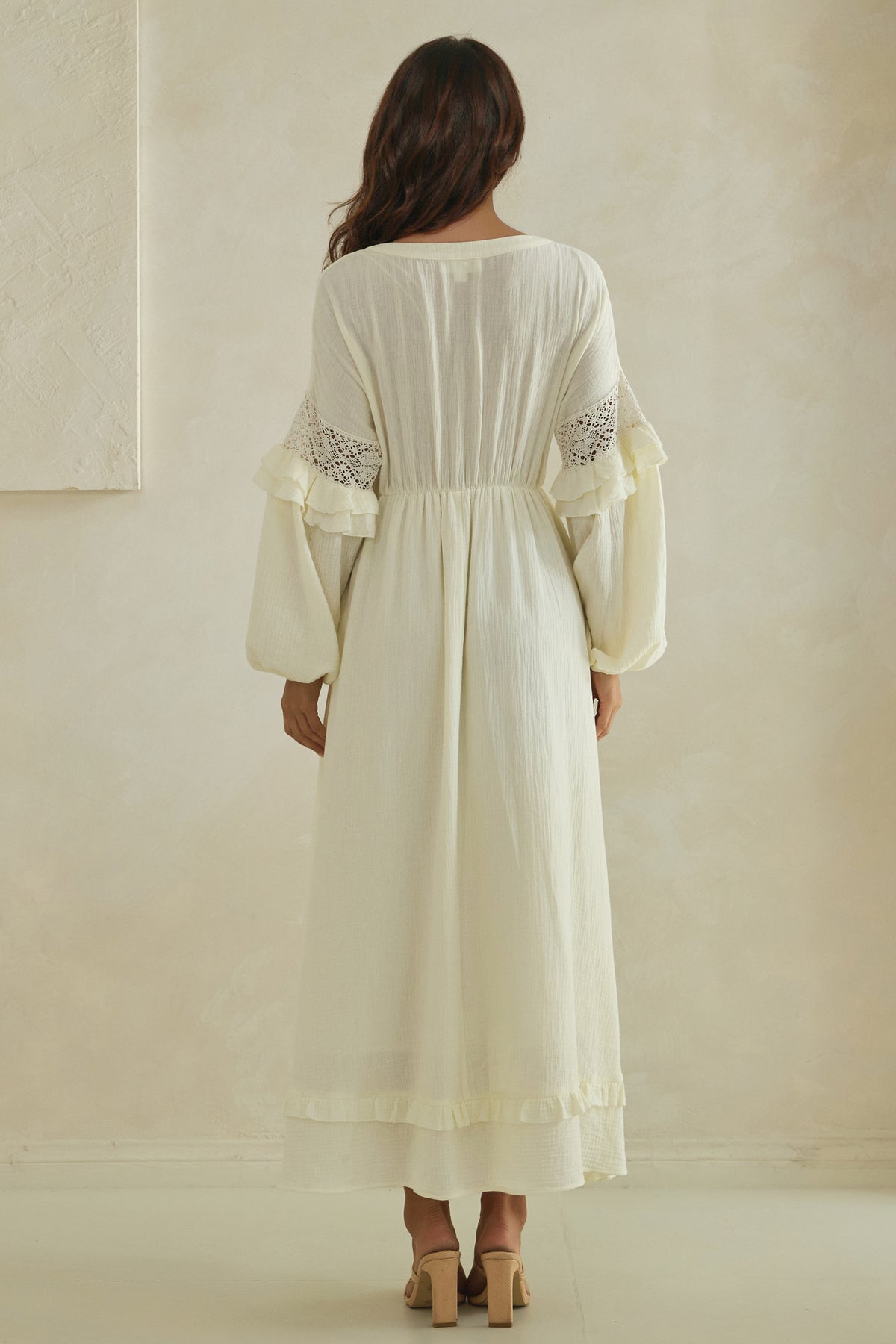 The Odette Lace-Trim Cotton Maxi Dress