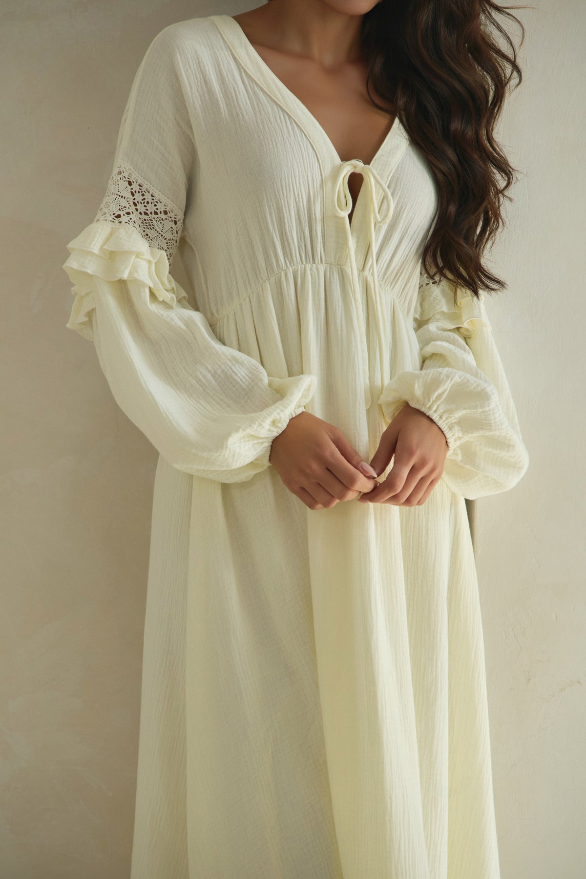 The Odette Lace-Trim Cotton Maxi Dress